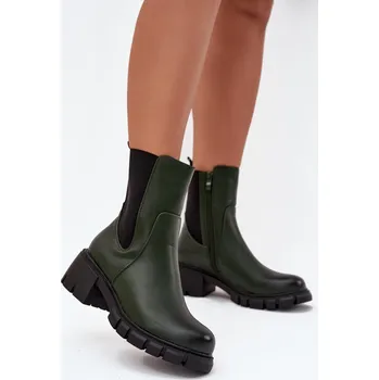 Dámské kozačky Dámské Boty Na Korku Eko Kůže Kyra Barva: Zelená, Velikost: 36