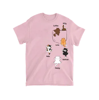 Pánské tričko Tričko - Kočky v kapse 2 - Až 10 kočky Tričko / Růžová / L
