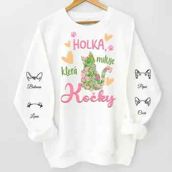 Pánská mikina Mikina - Holka, která miluje kočky - Až 6 kočky Mikina / Tmavě zelená / 2XL