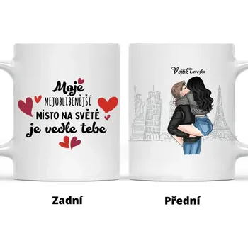 Hrnek - Líbající se pár 3. verze Červená