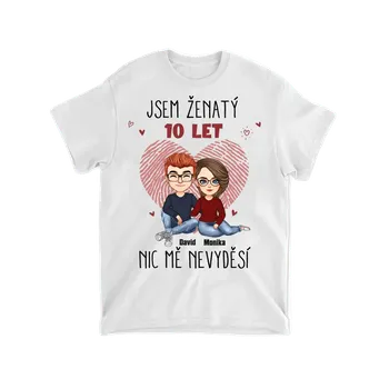 Pánské tričko Tričko - Jsem vdaná 30 let Nic mě nevyděsí Tričko / Šedá / 4XL