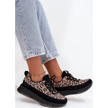 Dámské tenisky Semišové zateplené dámské tenisky na platformě Vinceza 66836 Leopardská vzor Barva: Černá, Velikost: 36