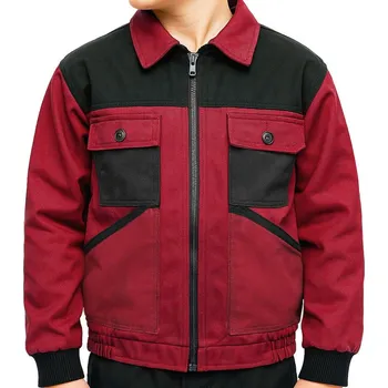 Chlapecká bunda Bunda dětská NIKA červeno černá 146 - 164 (montérková bunda pro větší děti)