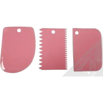 Kuchyňská stěrka 1Mcz cukrářská karta, špachtle na dort 12x8cm sada 3ks, světle růžová