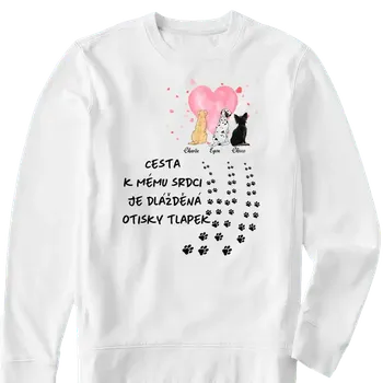Pánská mikina Mikina - Cesta k mému srdci je dlážděná otisky tlapek - Psi Mikina / Bílá / 2XL