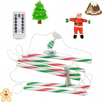 Vánoce SVATÝ Mikuláš NA ŽEBŘÍKU 75CM LED DEKORACE 8 REŽIMŮ, DÁLKOVÉ OVLÁDÁNÍ VÁNOČNÍ SVĚTLO