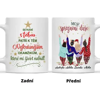 Hrnek - Mé spřízněné duše - až 4 holky - Vánoční verze Černá