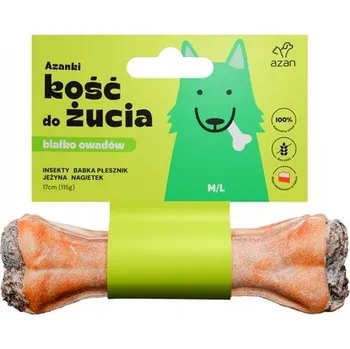 Pamlsek pro psa AZANKI Žvýkací kost pro psy s hmyzem a ostružinou M/L 17 cm