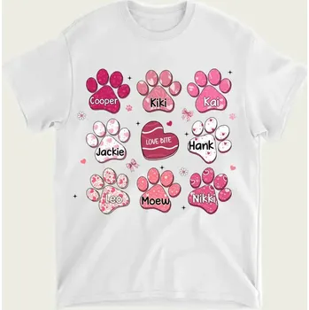 Pánské tričko Tričko - Tlapka se srdíčky Tričko / Bílá / XL