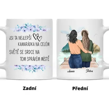 Hrnek - Matka a Dcera - Jsi ta nejlepší kamarádka na celém světě se srdce na tom správém místě Modrá