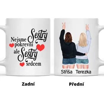 Hrnek - Nejlepší kamarádka 4. verze - Nejsme pokrevníSESTRY, ale SESTRY srdcem Růžová
