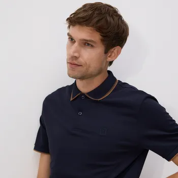 Reserved - Polokošile z mercerované bavlny - tmavomodrá - 281EF-59X - 281EF-59X-L