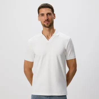 Pánské tričko Reserved - Polo tričko z mercerované bavlny - bílá - 280EF-00X - 280EF-00X-M