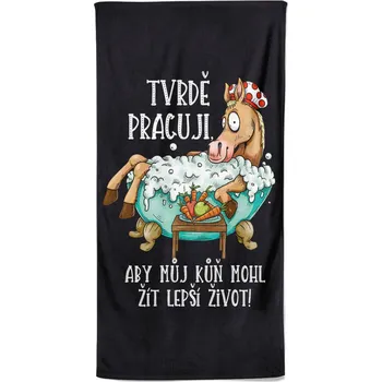 Osuška 140 x 70 cm - Tvrdě pracuji pro koně
