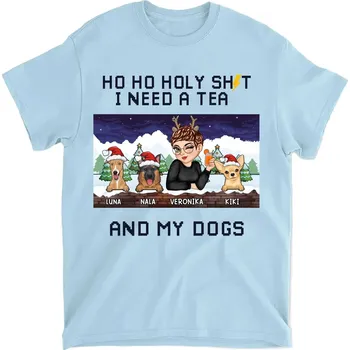 Pánské tričko Tričko - Ho Ho Holysht I need a - Až 6 psi Tričko / Bílá / 2XL