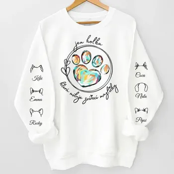 Pánská mikina Mikina - Jen holka, která miluje zvířecí mazlíčky - až 6 mazlíčků Mikina / Bílá / 4XL