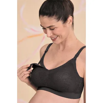 Těhotenská podprsenka Kojicí podprsenka bez kostic Essential Lace – černá s krajkou Velikost: XL