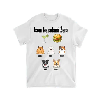 Pánské tričko Tričko - Jsem nezadaná žena - až 10 mazlíčci Tričko / Růžová / XL