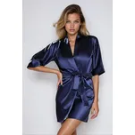 Dámský saténový župan 90 tmavě modrý M - Dárková krabička