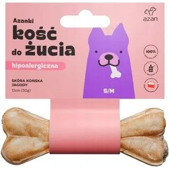 Pamlsek pro psa AZANKI Hypoalergenní kost z koňské kůže s bobulemi S/M 12 cm