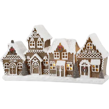 Vánoční dekorace Perníkové chaloupky se světýlky Gingerbread Noël LED - 24*6,5*12,5 cm