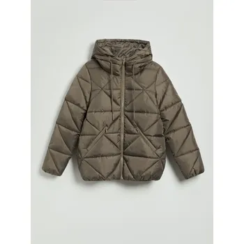 Dámský kabát Bunda puffer s kapucí - XS - House - khaki - 158AK-87X