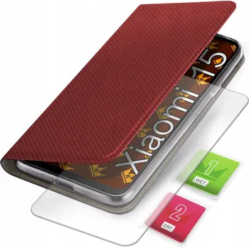 Pouzdro na mobilní telefon Flipové pouzdro Kingglass pro Xiaomi 15, červené