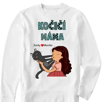 Pánská mikina Mikina - Kočičí máma 2 Mikina / Šedá / 3XL