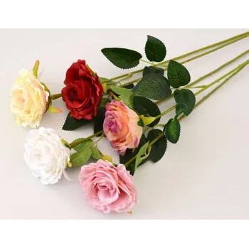 umělá květina Umělý květ - Růže rozkvetlá 50 cm MERUŇKOVÁ