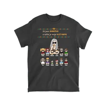 Tričko - Já jsem babička A tohle je můj Vlčí gang - až 12 dětí Tričko / Černá / 4XL