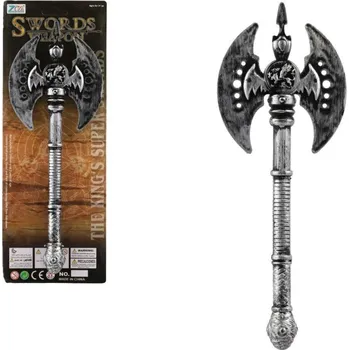 Hračka Sekera starověká plast 30cm stříbrná na kartě