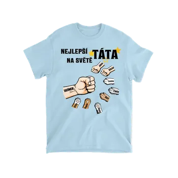Pánské tričko Tričko - Nejlepší táta na světě - až 10 dětí (děti, kočky a psi) Tričko / Růžová / S