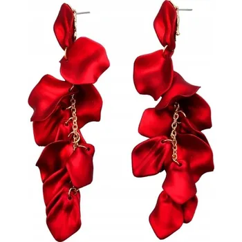 Náušnice Náušnice červené sametové DLOUHÉ visací BOHO