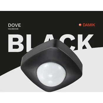 Pohybové čidlo Damik PIR senzor nástěnný Dove 360° 2000W černý s bílým okem