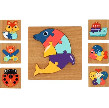 Hračka pro nejmenší Vkládačka dřevěná zvířátka + dopravní prostředky mix druhů