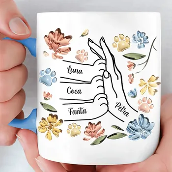 Hrnek - High Five Tlapky a ruce - až 4 kočky Modrá