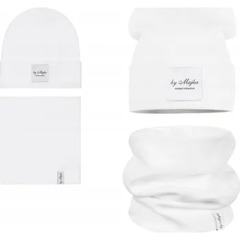 Čepice Sada Majka : čepice , nákrčník (rolák), univerzální velikost, bílá