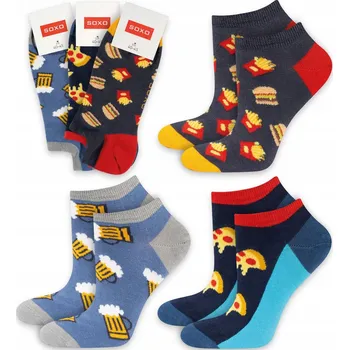 Pánské ponožky SOXO pánské ponožky kotníkové ponožky 3-balení pizza pivo hranolky