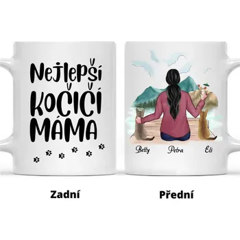 Hrnek - Kočičí máma s výhledem Bílá