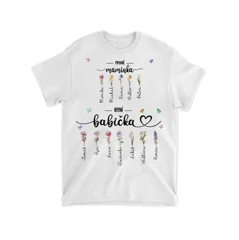 Tričko - Prvně maminka nyní babička - až 15 vnoučat Tričko / Šedá / 4XL