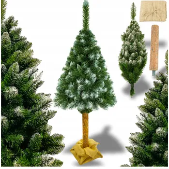 Vánoční stromek UMĚLÝ VÁNOČNÍ STROMEČEK NA PŘÍRODNÍM KMENU JAKO ŽIVÝ BOROVICE DIAMANTOVÁ ZASNĚŽENÁ 180 cm