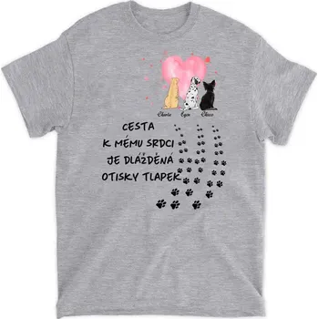 Pánská móda Tričko - Cesta k mému srdci je dlážděná otisky tlapek - Psi Tričko / Růžová / 2XL