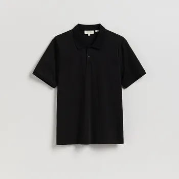 Pánské tričko Reserved - Polo z mercerované bavlny - černý - 418GQ-99X - 418GQ-99X-S