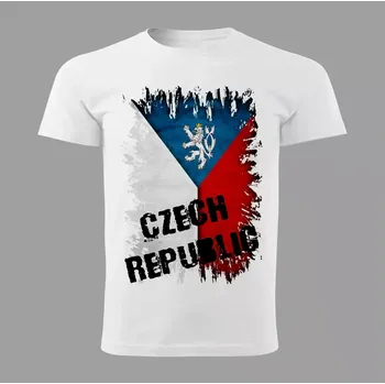Pánské tričko Pánské tričko s vlajkou České Republiky bílé vel. XXL (tričko Česká Republika vlajka )