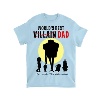Pánské tričko Tričko - Dad World Best Villain - Až 6 dětí Tričko / Šedá / 4XL