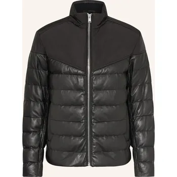 Boss Pánská Kožená Bunda Mersino Ze Směsi Materiálů, černá, 48