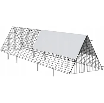 SucceBuy Kurník pro slepice 300x71x61.5CM Černý, ocel Q195, 11,8KG, přenosný