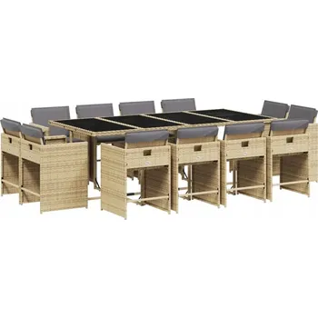 VidaXL 13dílná zahradní souprava, polštáře, béžová melange, PE ratan