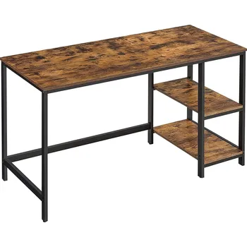 PC stůl se 2 policemi, rustikální hnědý