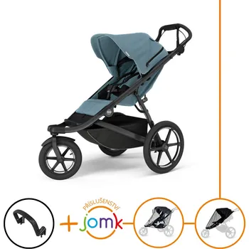 Dětské zboží Set 4v1 Thule Urban Glide 3 Mid blue s magnetickou sponou 2025 + madlo + JOMK pláštěnka + JOMK ochranná síť